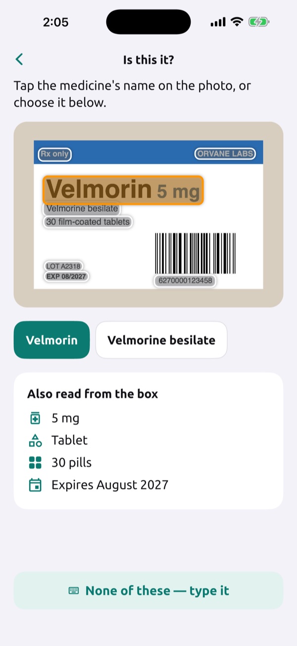 Scan a box to add a medicine
